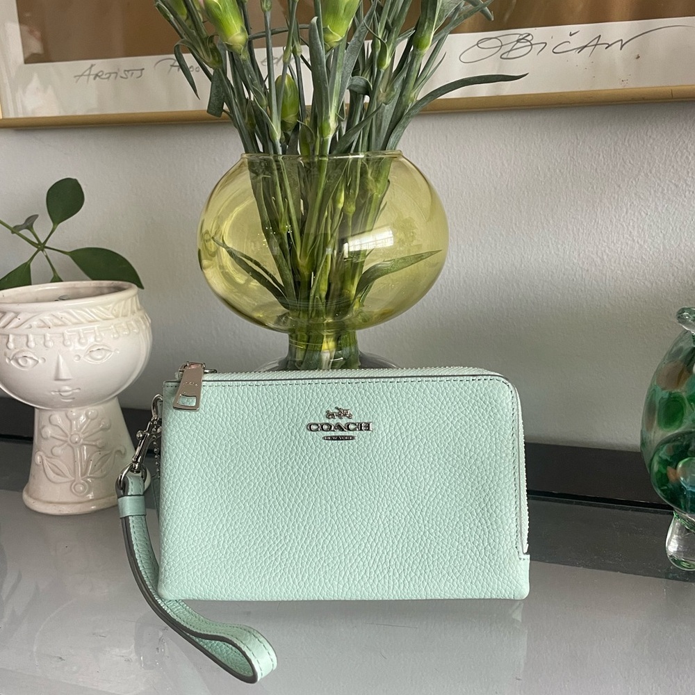 Coach Mint Green Wristlet